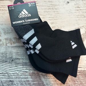 Women’s Adidas High Quarter Socks (Size 5-10) - Black & Gray 3PK